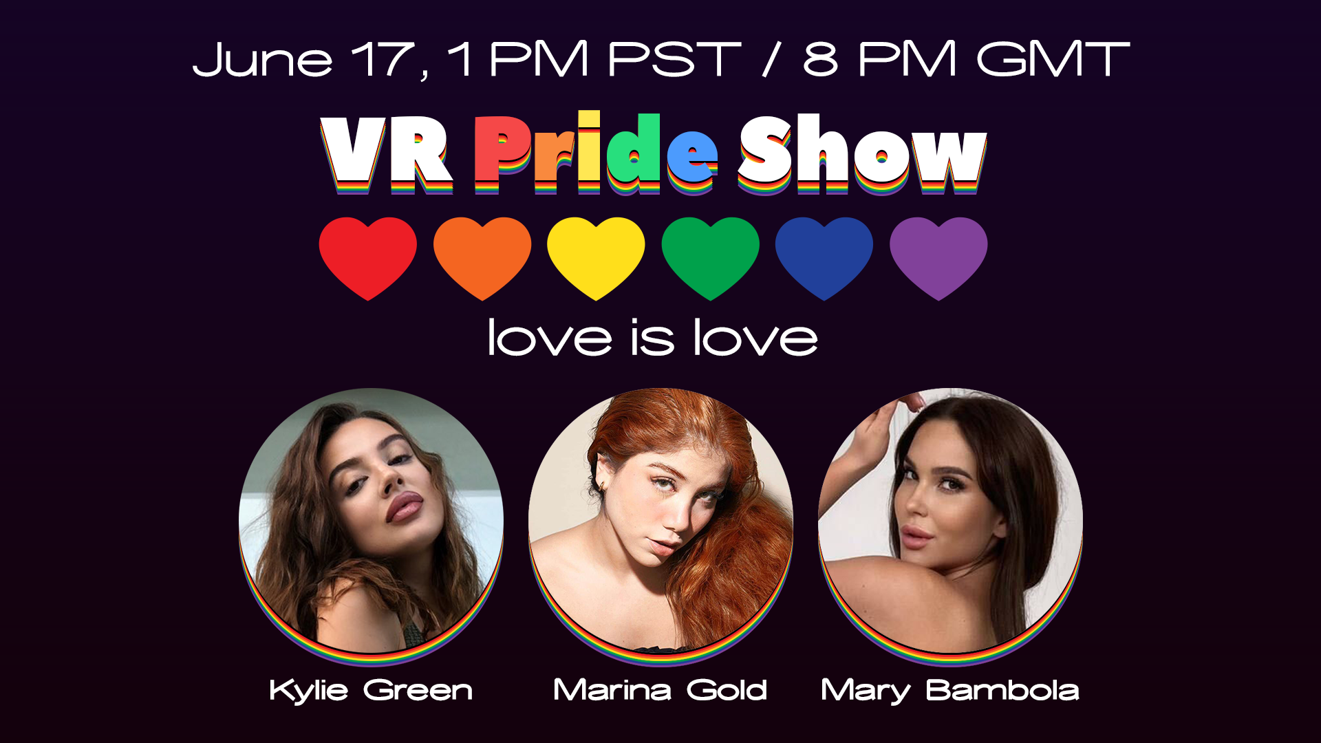 "VR Pride" Show Starring Mary Bambola, Marina Gold, and Kylie Green
